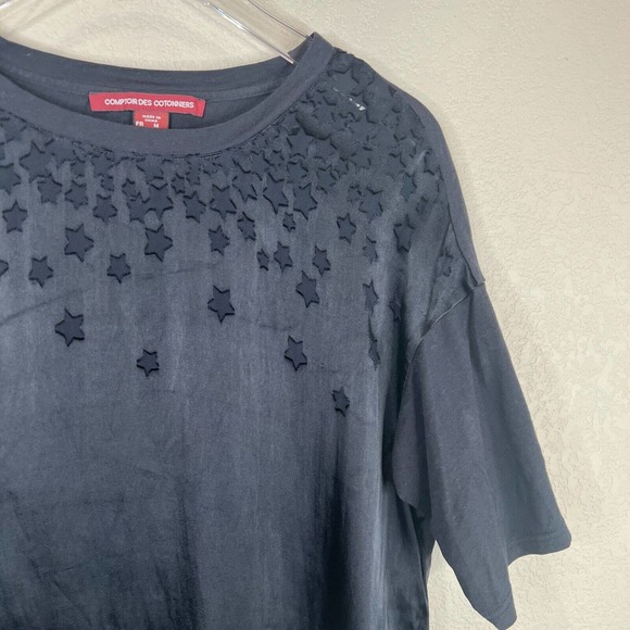 Comptoir Des Cotonniers Womens Star T-Shirt Size Small Black Short Sleeve Crew - Picture 3 of 10